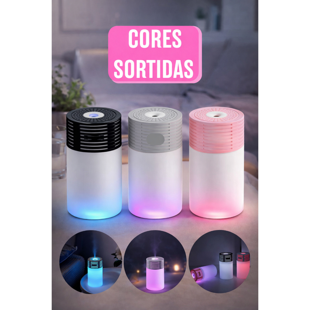 Umidificador de Ar Silencioso com Luminária LED Cores Sortidas