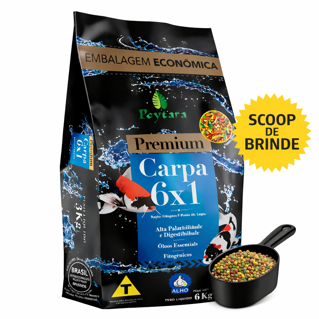 Ração Para Carpas Poytara Sticks Premium 6x1 6kg Mix Com Alho Poytara Para Lagos E Aquários Promoção