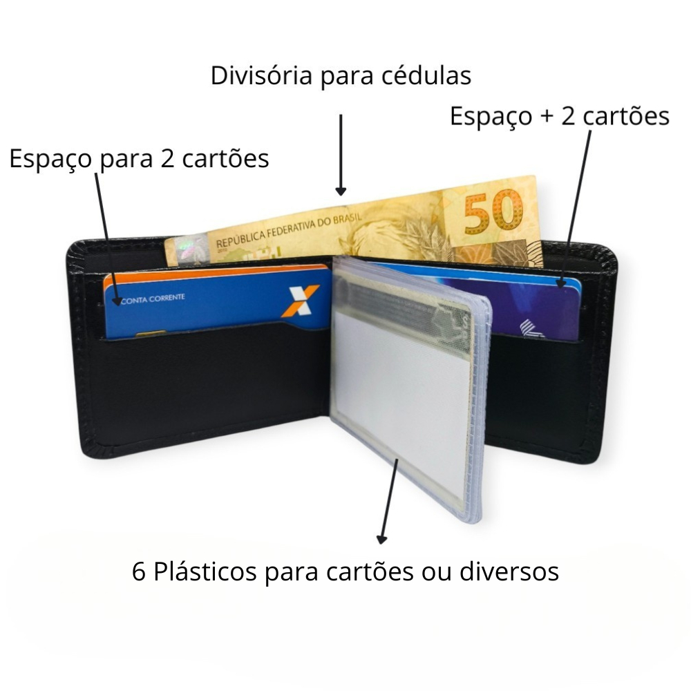 Mini Carteira Porta Cartão Slim Couro Legitimo Compacta de Bolso
