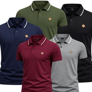 Kit 5/3 Camiseta Gola Polo Masculina 100% Algodão P Ao GG Camisa Basica
