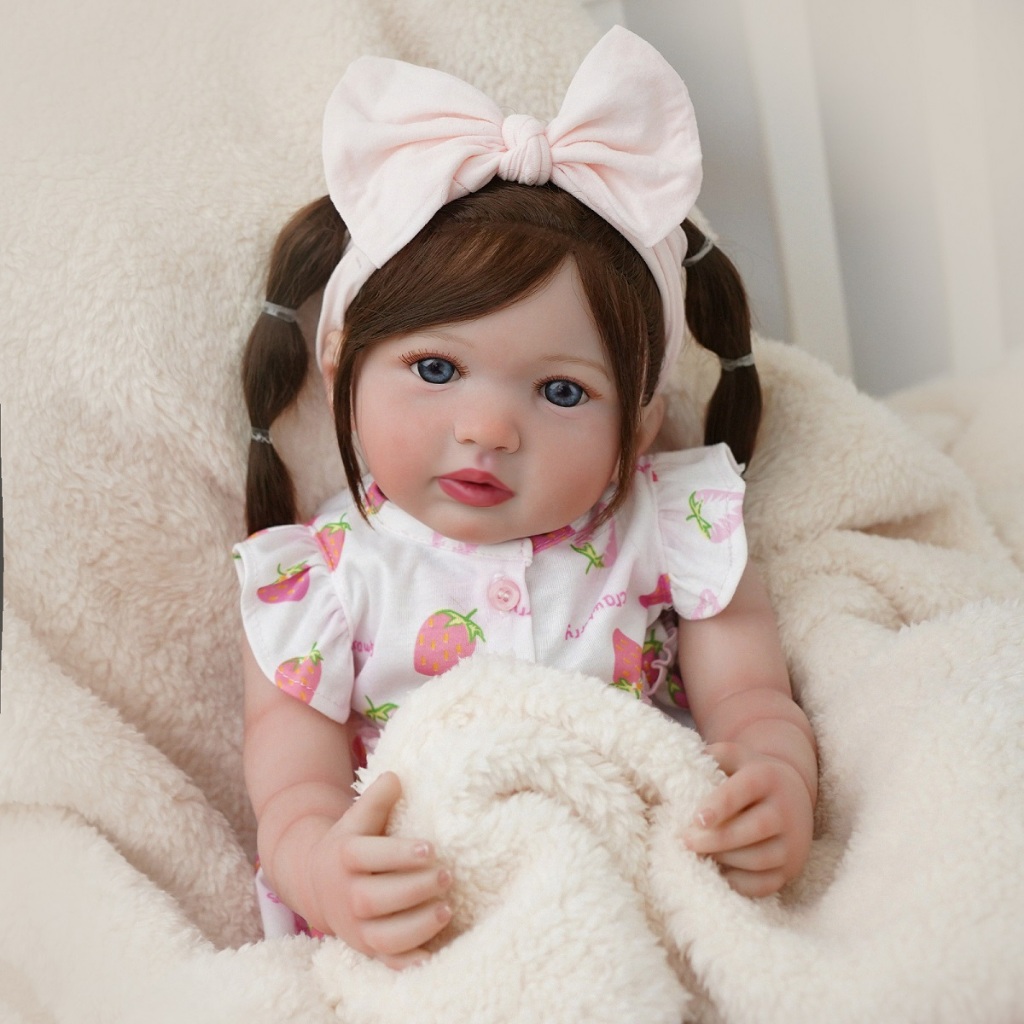 Bebê Reborn Boneca Silicone 55cm Menina Olho AZUL Realista Brastoy em Oferta na Shopee