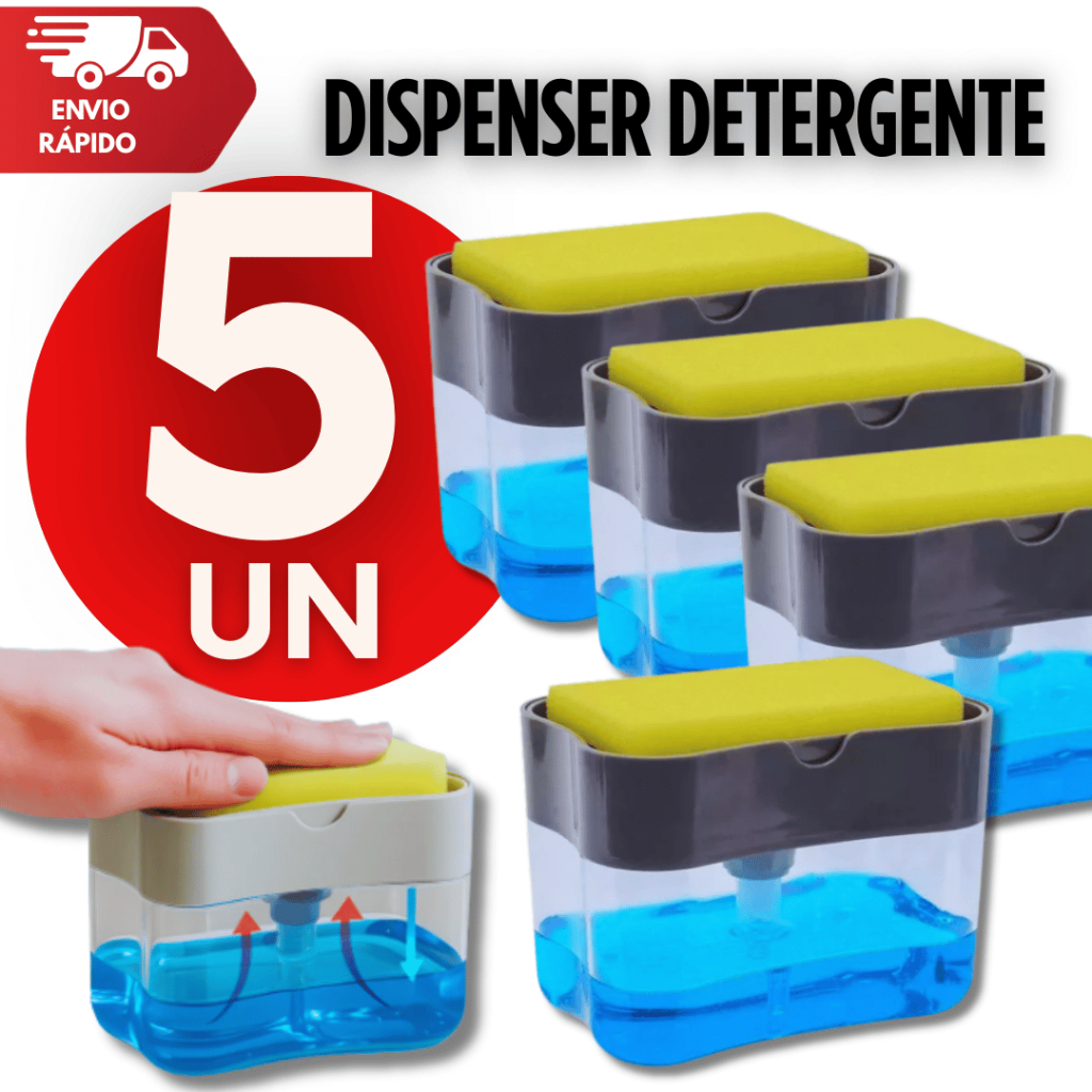 Jogo Dispenser Detergente Porta Esponja Limpeza Cozinha Casa Louça Restaurante Multiuso Utilidade