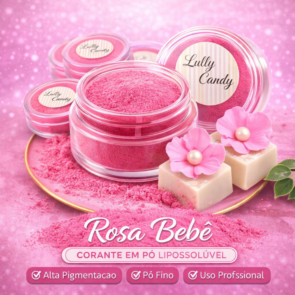 Corante em pó lipossolúvel 1,9g cor Rosa bebe