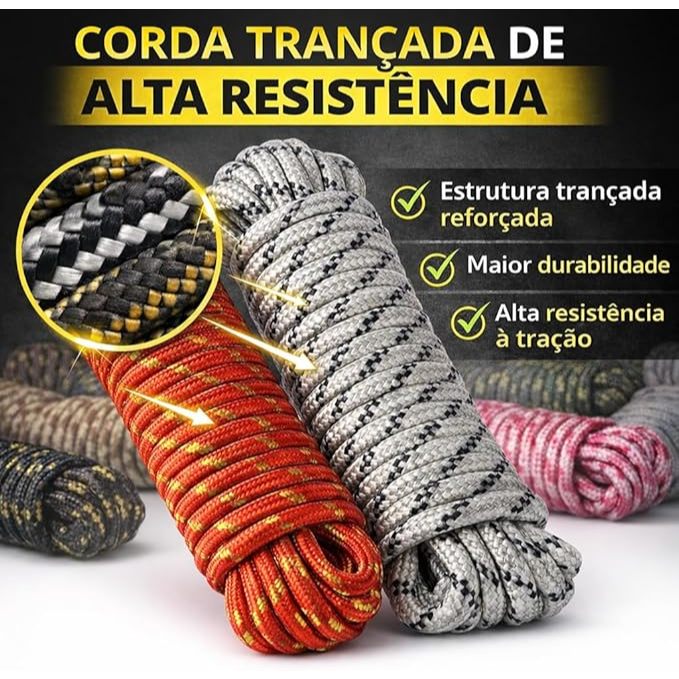 Corda de Nylon Trançada 10m, 20m, 30 Metros Multiuso Camping Escalada Amarração Resistente em Oferta na Shopee