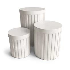 Trio de Cilindro Ripado MDF Pintado Decoração Para Festas