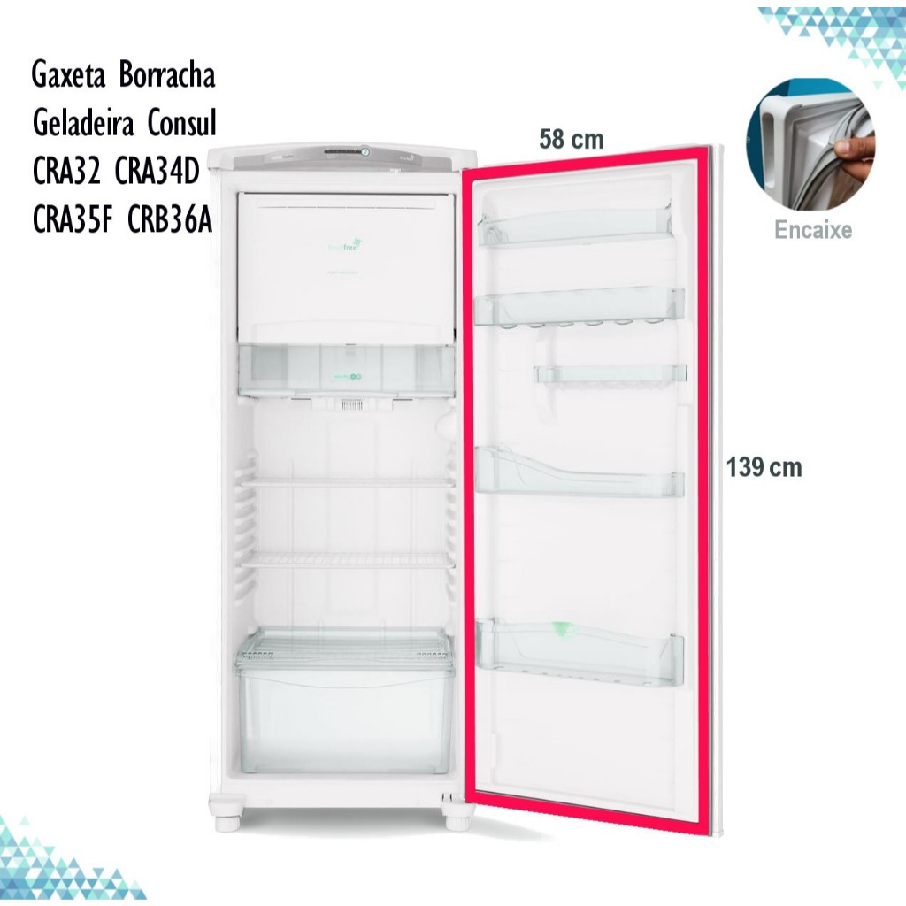 Gaxeta Borracha Geladeira Consul Cra32a Cra34d Cra35f Crb36a Bvg24A - 58x138cm