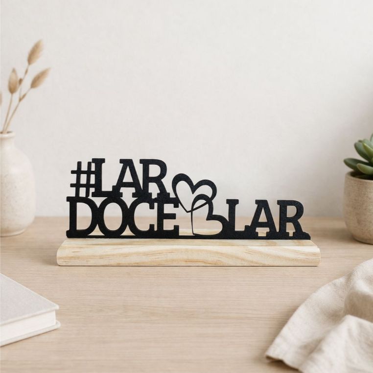 Palavra Frase Lar Doce Lar Em Madeira Enfeite Decorativo Totem de Mesa