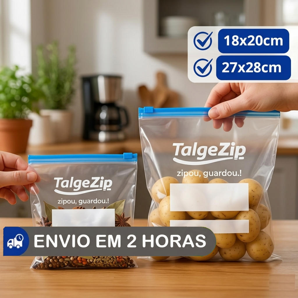 Saco Zip Slider Fecho Slider Talge Para Alimentos Utilidades Viagem Microondas e Freezer BPA Free