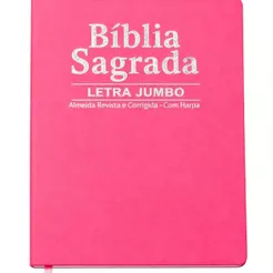 Bíblia Sagrada | Letra Jumbo | ARC com Harpa | Palavras de Jesus em Vermelho | Luxo Pink