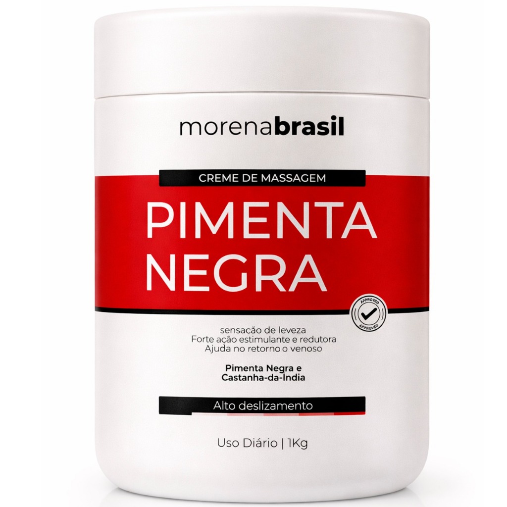 🌶️ Creme de Massagem Profissional Pimenta Negra 1kg - Ação Estimulante e Termogênica!!
