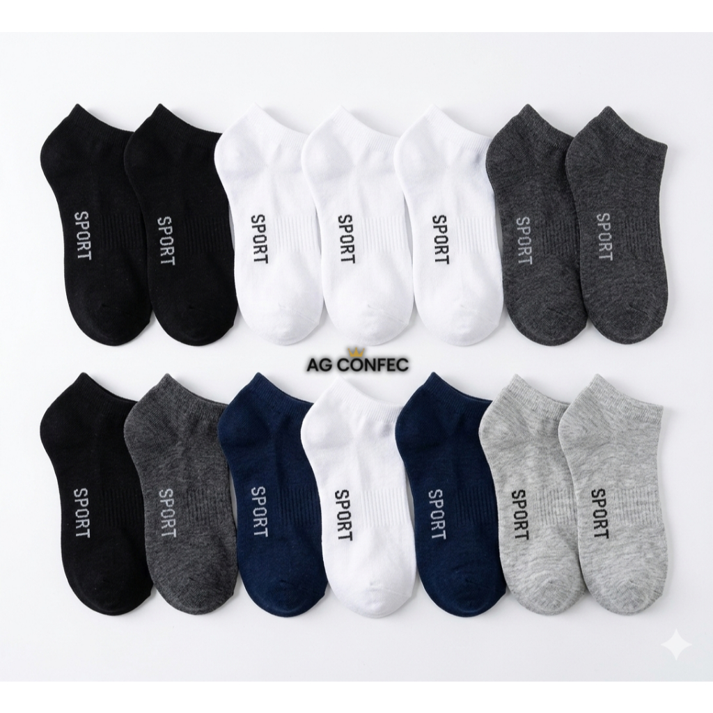 Kit 24 Pares Meia Unissex Cano Baixo Adulto Soquete Sport Masculino Feminino Branco Preto Mesclada em Oferta na Shopee