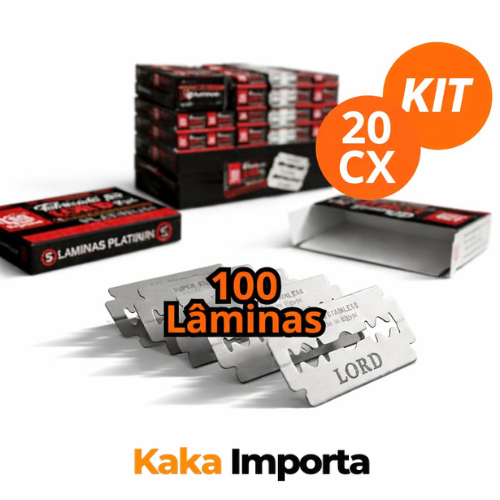 Kit 20cx Contém 100 Lâminas de Barbear Lord Platinum para Barbeador Navalha Navalhete