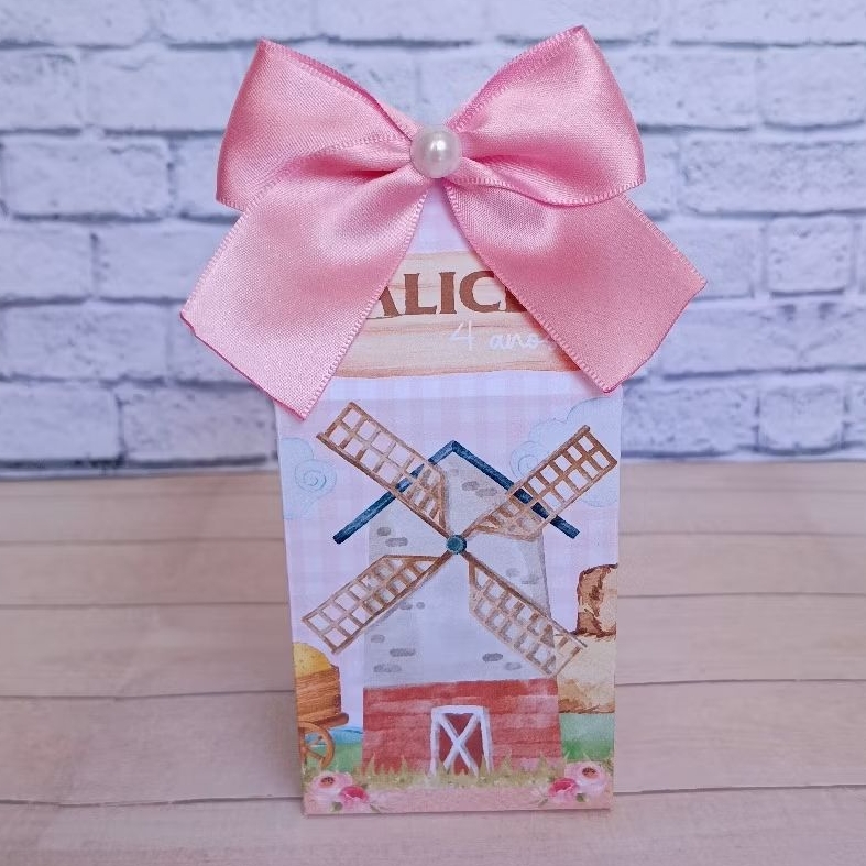 Caixa Milk Fazendinha Rosa menina Personalizada | Lembrancinha Infantil | Caixinha Festa Pegue e Monte