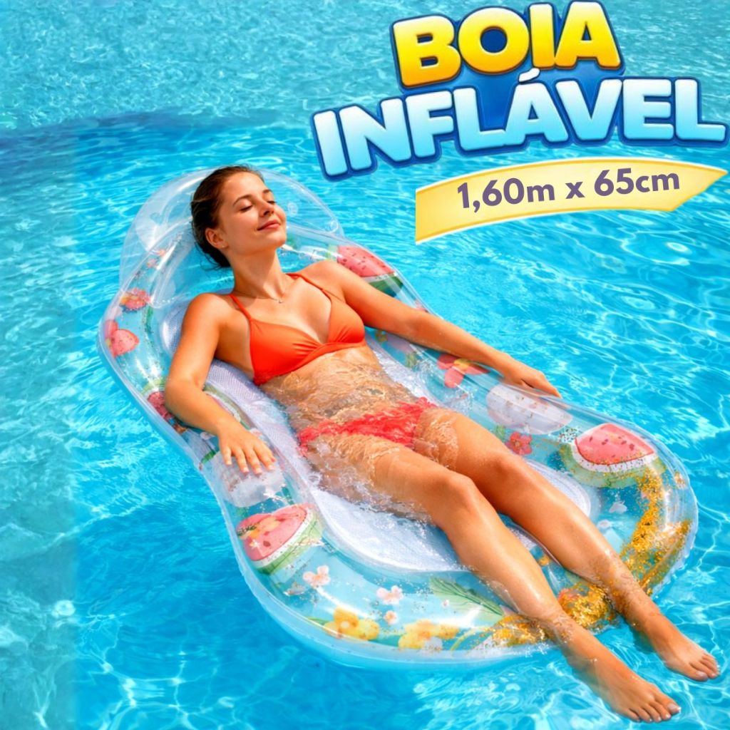 Boia Grande Colchão Para Piscina Verão 160x65cm Estampa Frutas