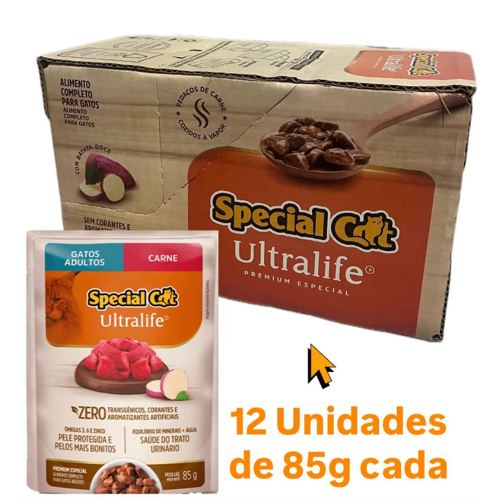 Sachê Special Cat Adulto Carne 85g Caixa C/ 12unidades