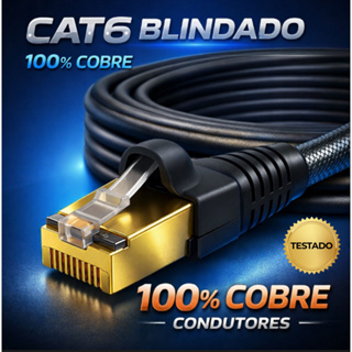 CABO DE REDE CAT6 BLINDADO F/UTP 100% COBRE ANATEL em Oferta na Shopee