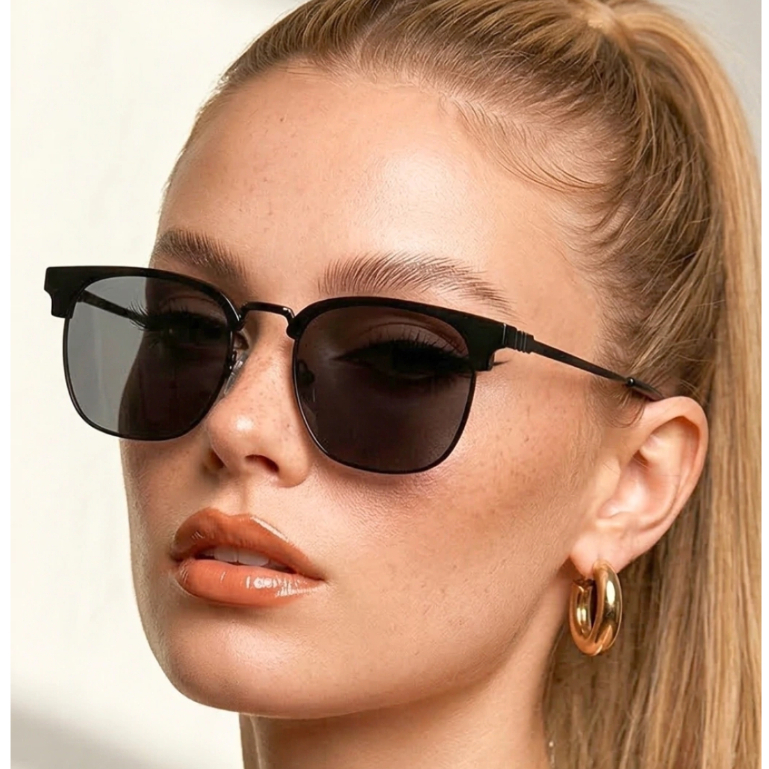 Oculos de Sol Quadrado Feminino Masculino uv400 Blogueira Premium Club em Alta Feminino Masculino