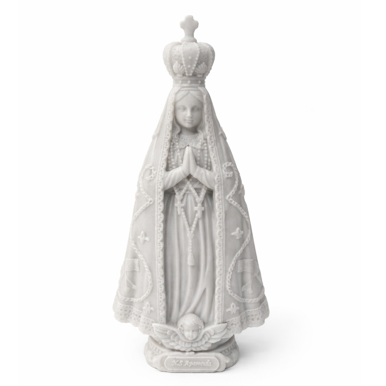 Nossa Senhora Aparecida em Resina Branca 14 cm – Imagem Religiosa Decorativa