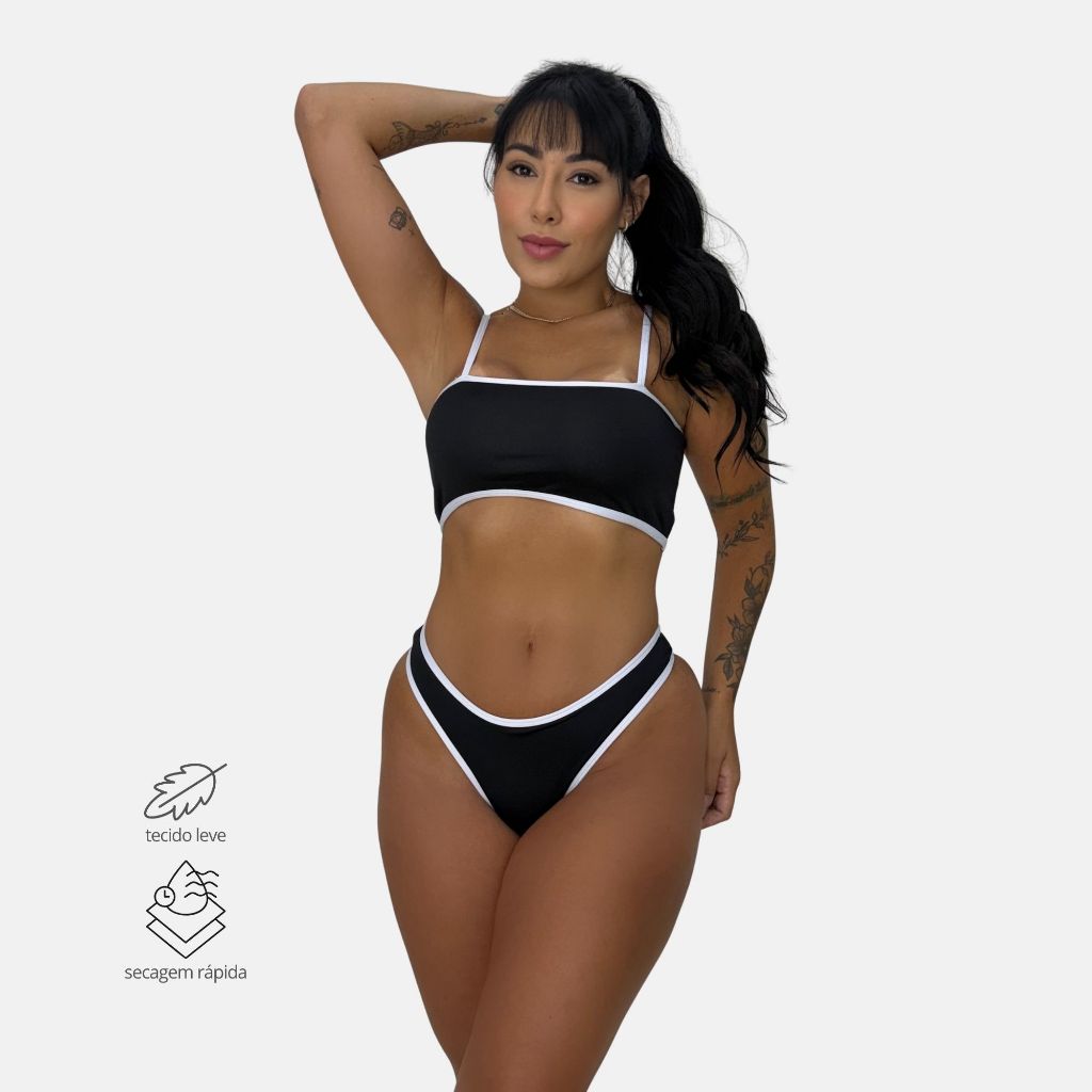 Biquíni Praia e Piscina Calcinha Fio Feminino sem Bojo Biquini Top Faixa moda praia Verão