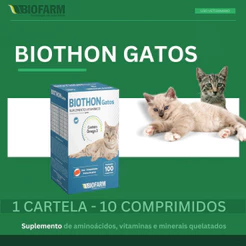 Biofarm Biothon Gatos Suplemento Alimentar Vitaminico Massa Muscular Pelos Brilhantes 10 Cp