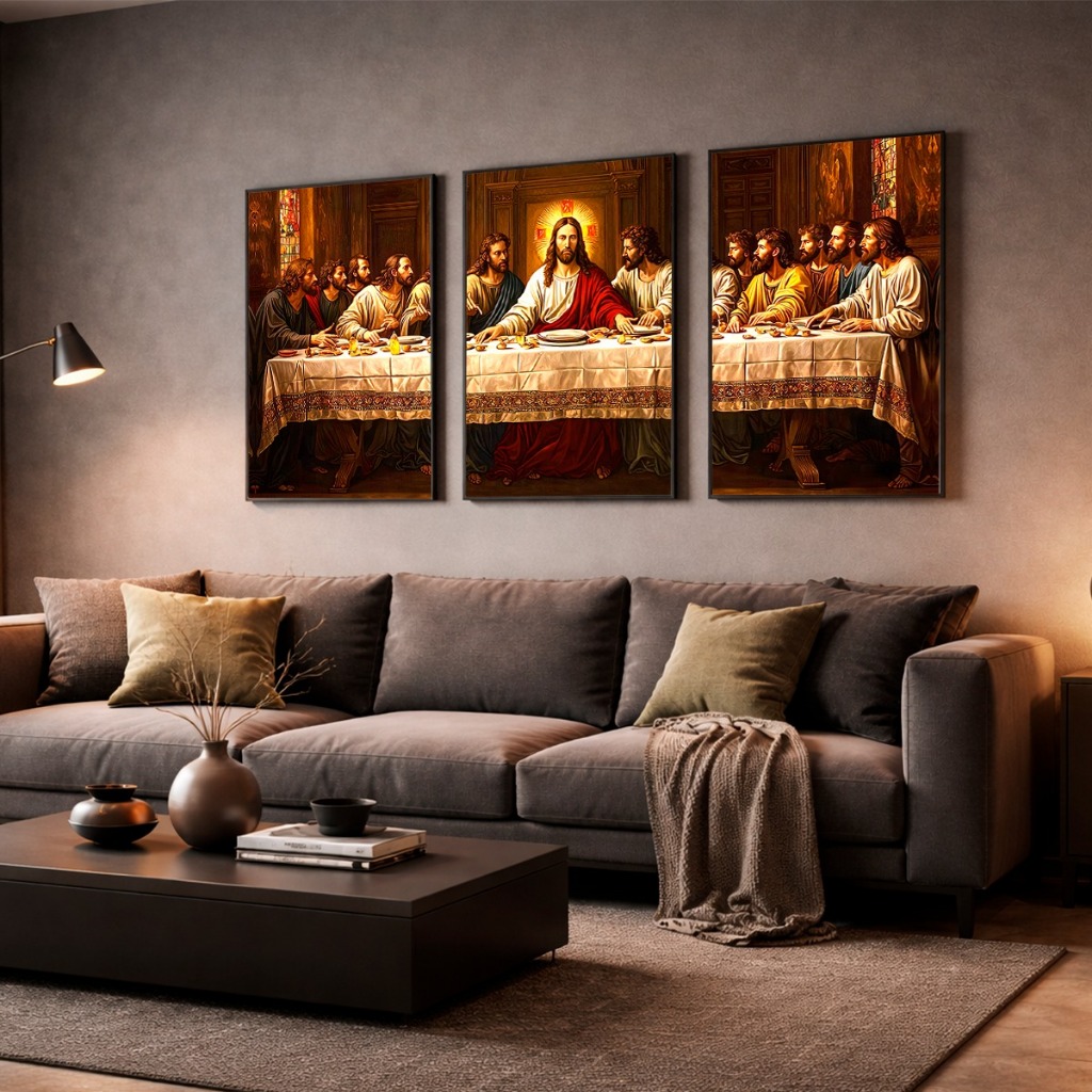 Quadro Decorativo De Parede Religioso Santa Ceia 50X90 A Última Ceia Sala Quarto Escritorio Cozinha