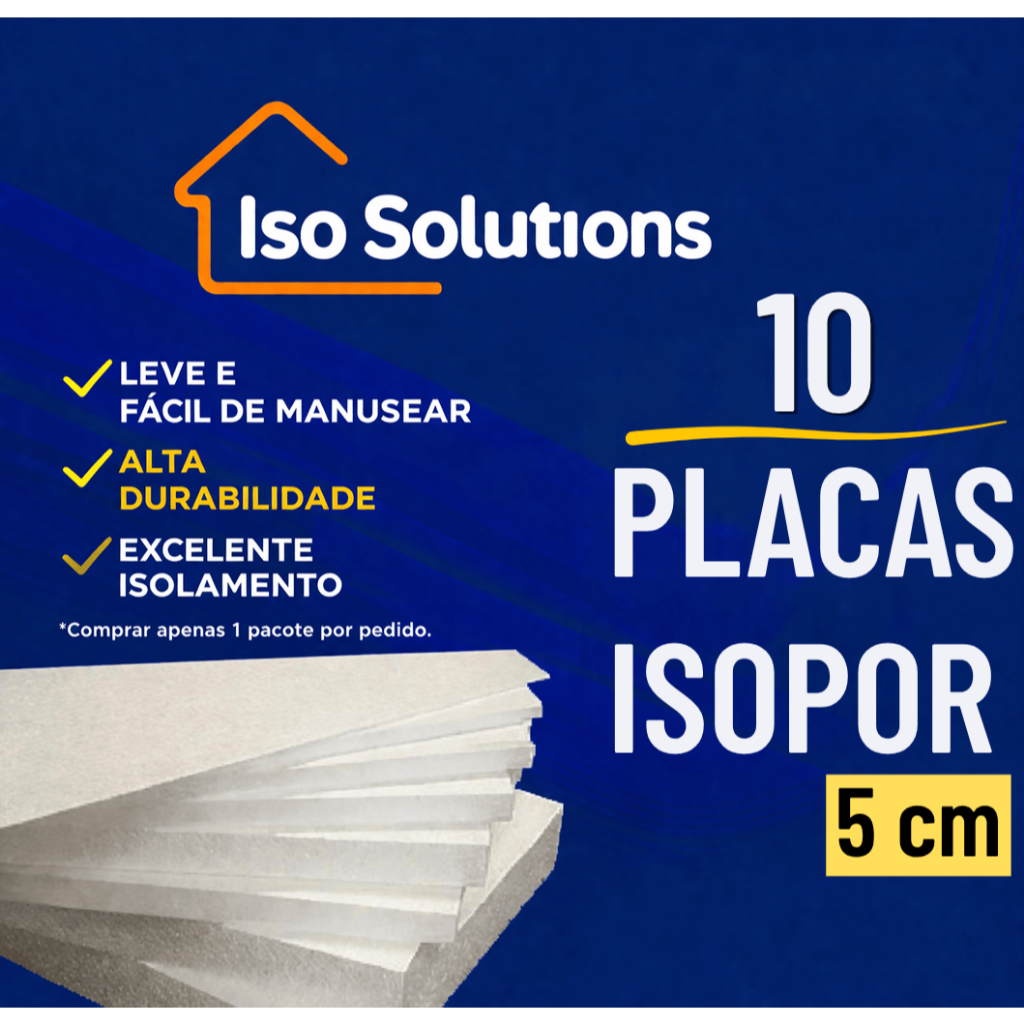 10 PLACAS DE ISOPOR ANTICHAMAS COM 5 CM DE ESPESSURA - ISOLAMENTE TÉRMICO E ACÚSTICO em Oferta na Shopee