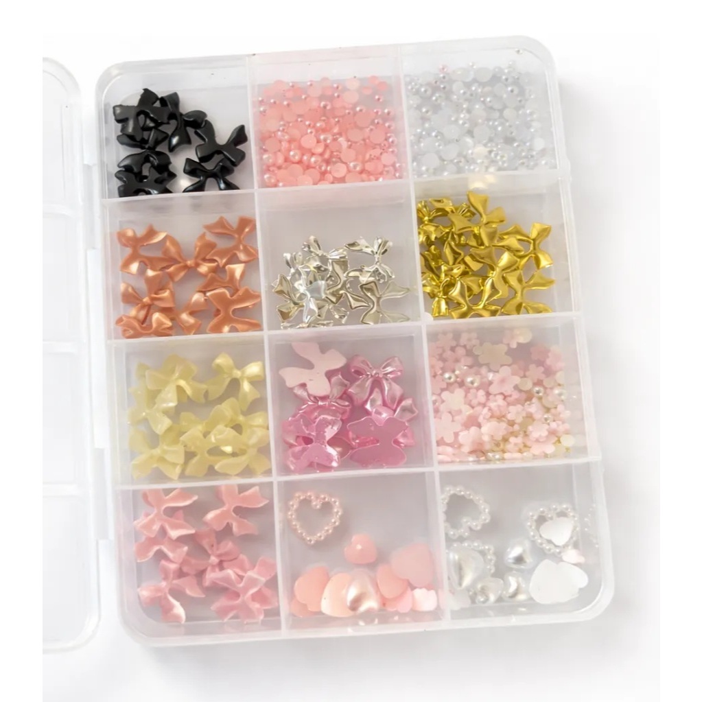 Misturada 3D arco resina unha encantos de arte, Bowknot florzinha Flatback Nail Gems Kawaii Arco DIY Manicure Decorações