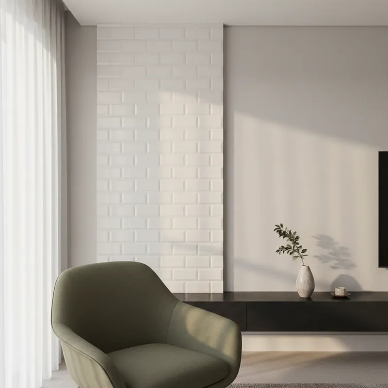 8 Painel Decorativo Placas 3D Parede Tijolinho Retro White Impermeável Alto Impacto Relevo Realista