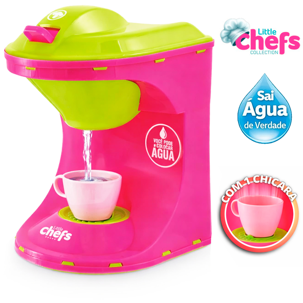 Cafeteira Infantil Cozinha Com Xicara Solta Água Little Chefs Brinquedo Divertido Educativo
