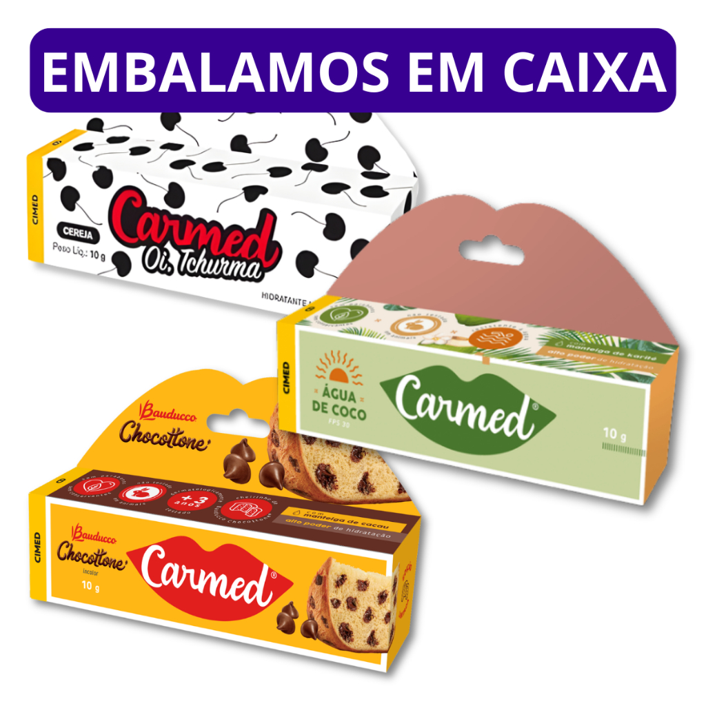 Carmed Raro  Oi Tchurma com Livro, Água de Coco ou Chocotone, Hidratante Labial 10g