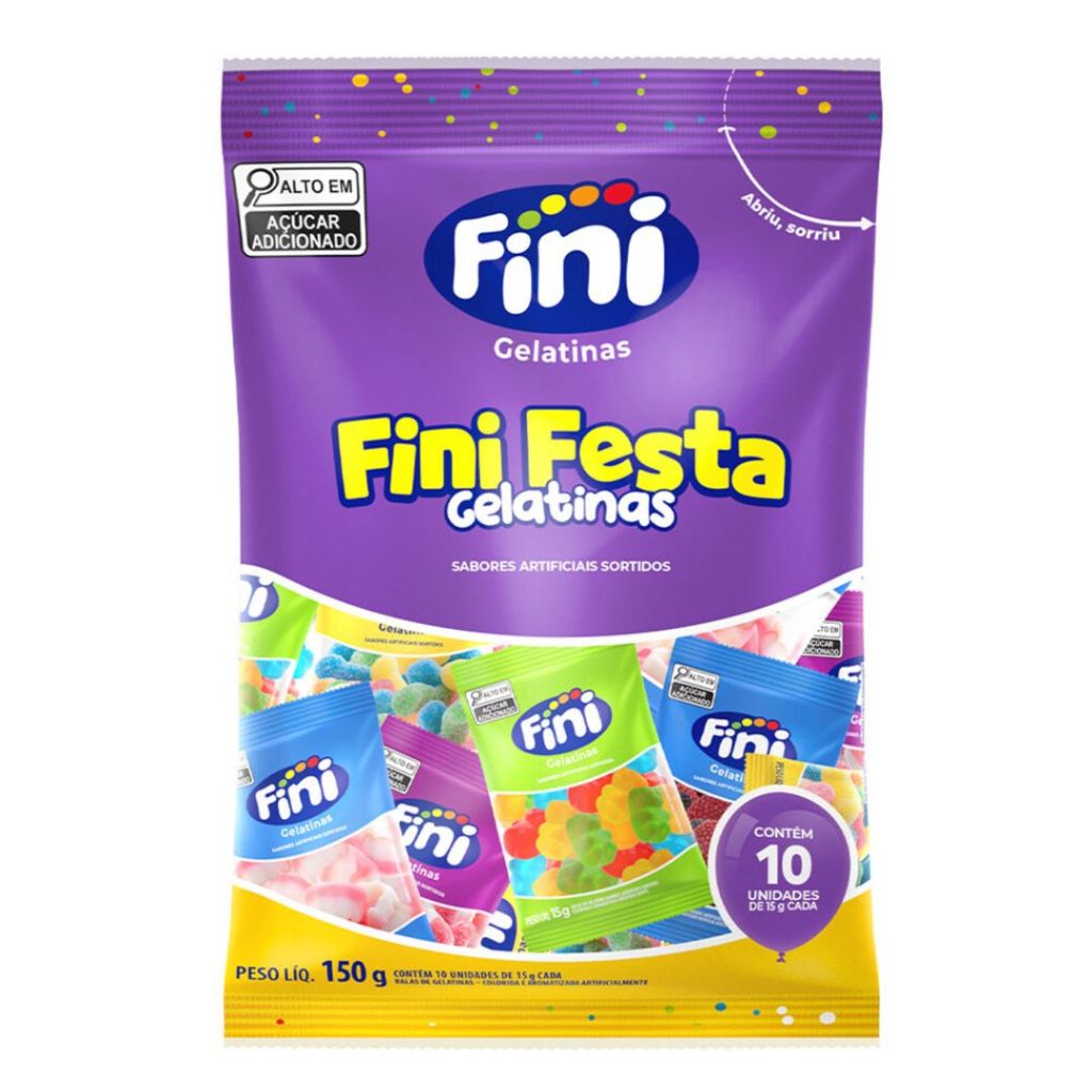 Fini Festa Mix gelatinas 150G com 10 pacotes de 15g cada