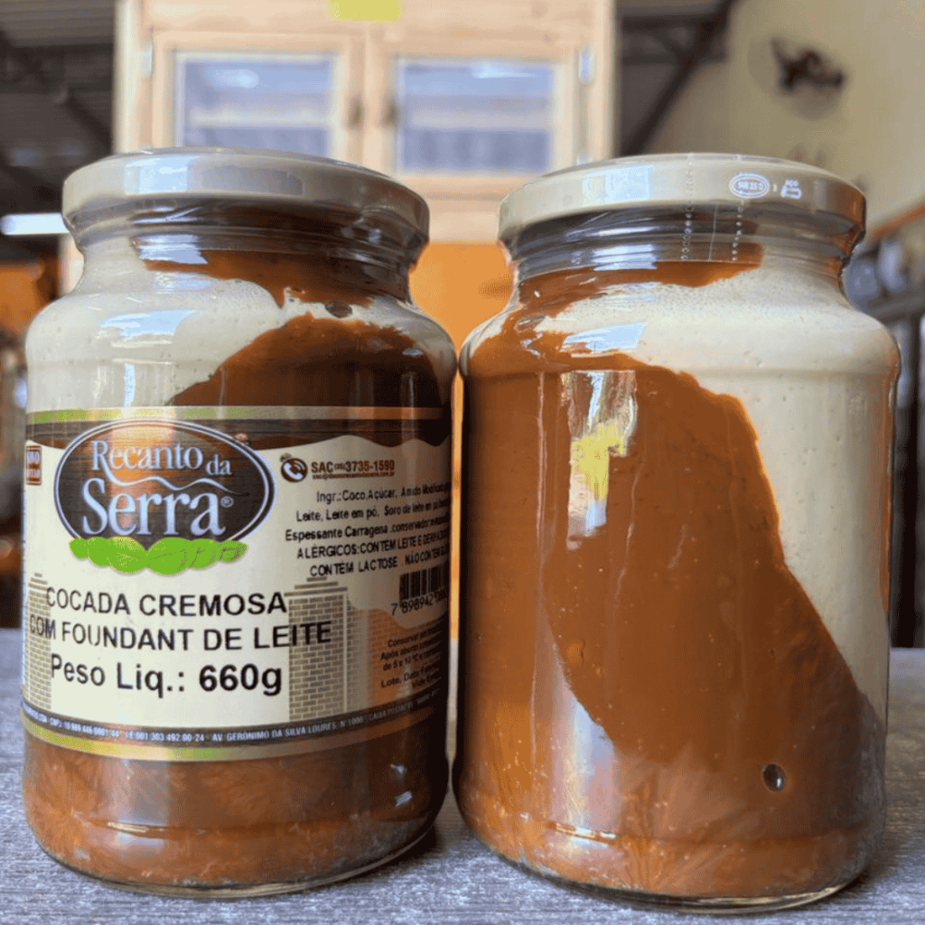 Cocada Cremosa Com Foundant de Leite Recanto da Serra 660g Doce de Minas Uai Sabores