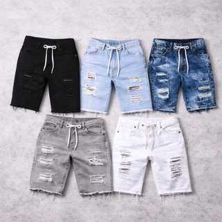 5 Shorts Jeans Masculino Kit Bermuda Jogador Rasgada Destroyed Padrão Premium