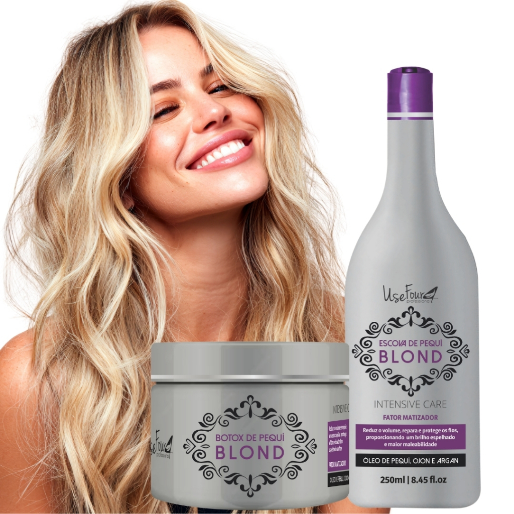 Kit Escova Progressiva Blond Para Cabelos Loiros e descoloridos+Botox 250g+Brinde LISO Lambido 250ml
