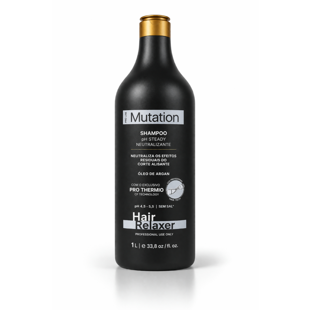 Shampoo Hair Relaxer Hair Mutation 1L – Limpeza Profunda Profissional para Progressiva e Relaxamento