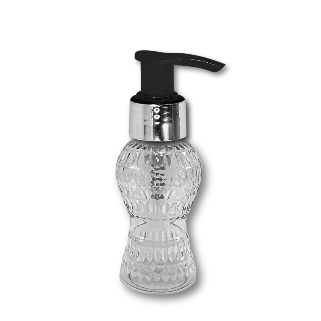FRASCO 45mL CINTURINHA + PUMP PRETA COM PRATA PARA LIMPEZA SABONETEIRA ALCOOL EM GEL , LEMBRANCINHA