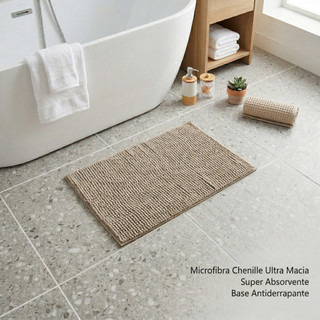 Kit com 2 Tapete de Banheiro Bolinha Pipoca Microfibra Premium Antiderrapante Ultra Absorvente