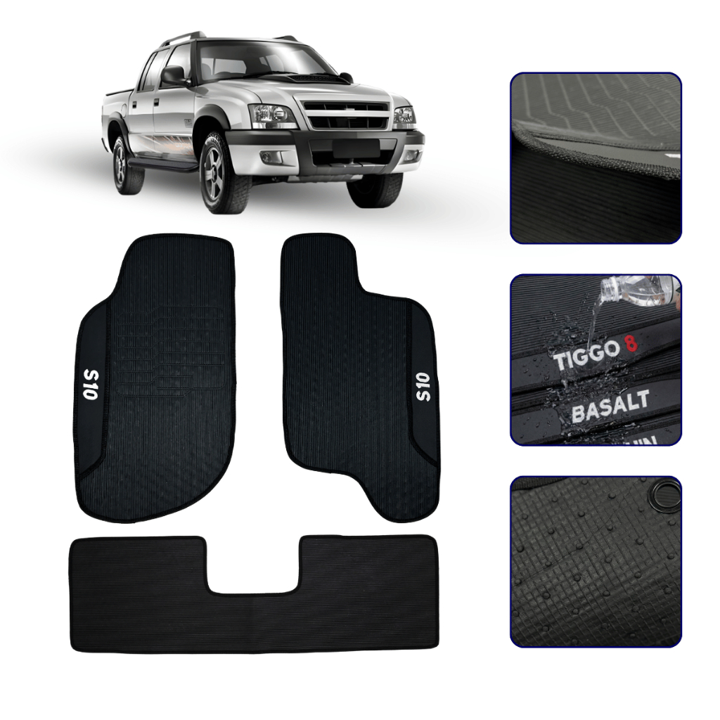 Jogo de Tapete Emborrachado Para S10 Cabine Dupla 1996 a 2011 Automotivo