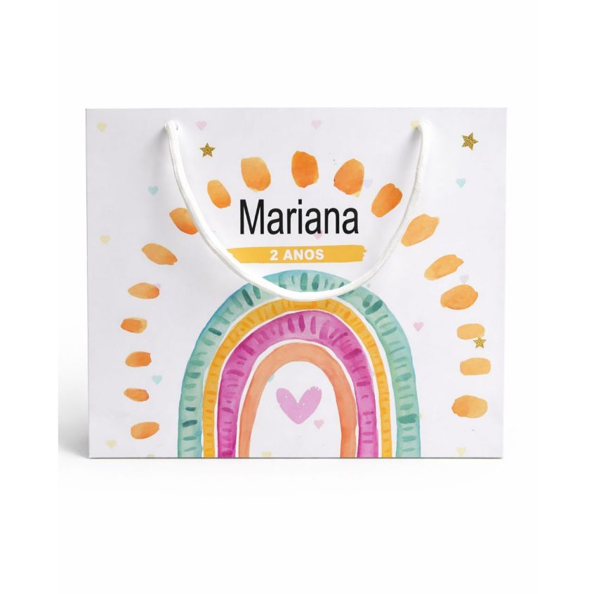 Sacolinha Arco íris Personalizado | Sacolinha | Lembrancinha | Mimos | Aniversário PEGUE E MONTE/ sacolas personalizadas