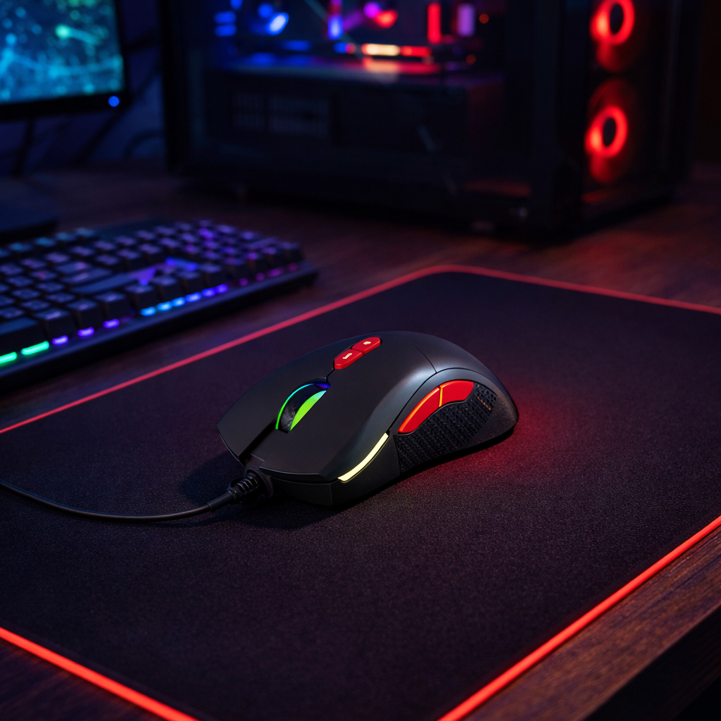 Mouse Gamer com Fio 7200 DPI - Alta Precisão Conforto Ergonômico  Velocidade - Cor  Preta