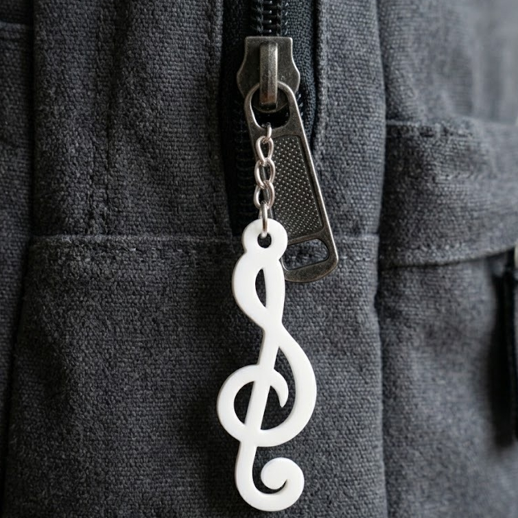Chaveiro Clave de Sol Branco 3D Música Acessório Mochila Bolsa Chaves Presente Criativo Nota Musical