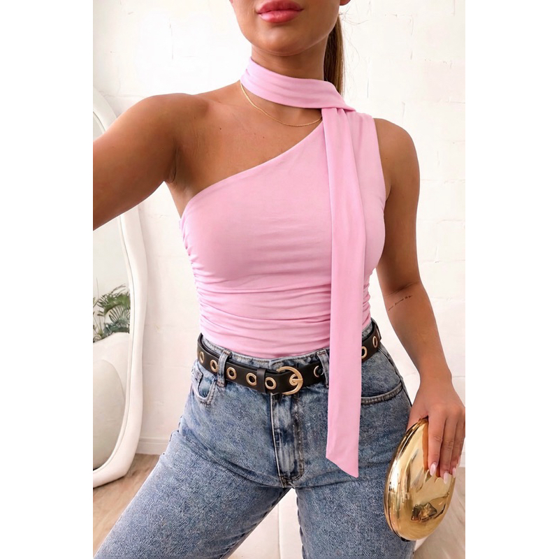 Body Feminino Poliamida Chic com Detalhe solto no Pescoço Elegante, Sensual e Confortável Tendência.