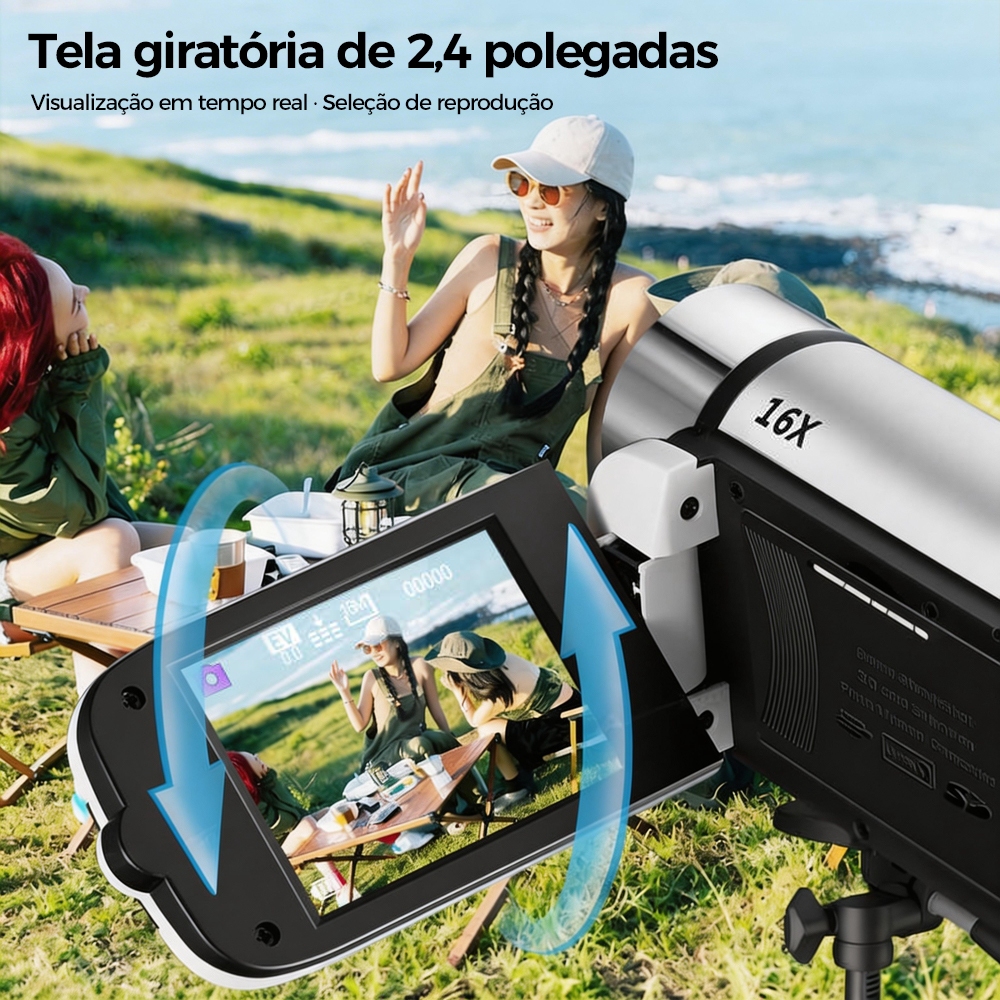 Câmera Digital DV HD 1080P De Vídeo Rotação De 270 Graus Filmadora Leve Com Função