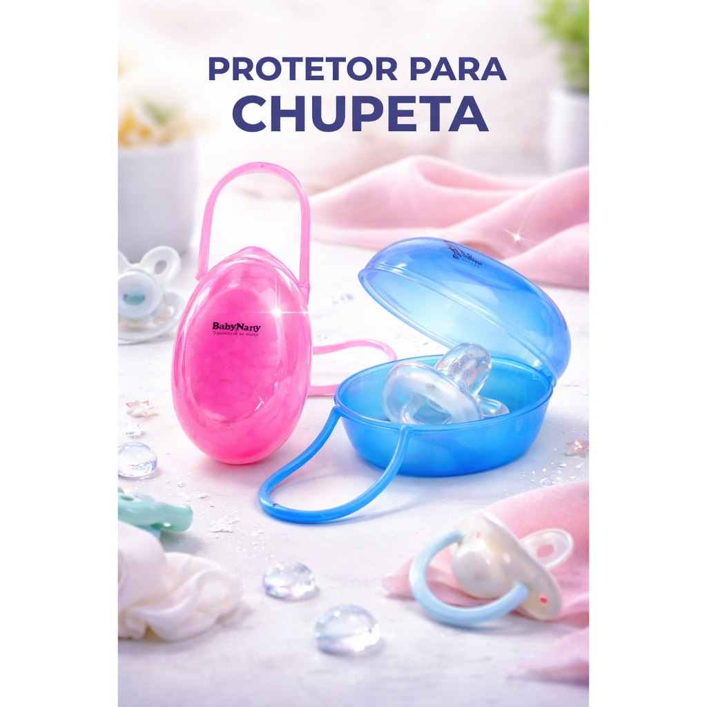 Protetor de Chupeta Azul e Rosa Porta Chupeta Cuidado Infantil Bebe