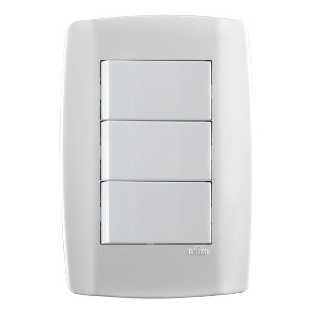 Kit Placa 4x2 Com 2 Interruptores Simples e 1 Interruptor Paralelo Slim Ilumi Ref.: KIT11993