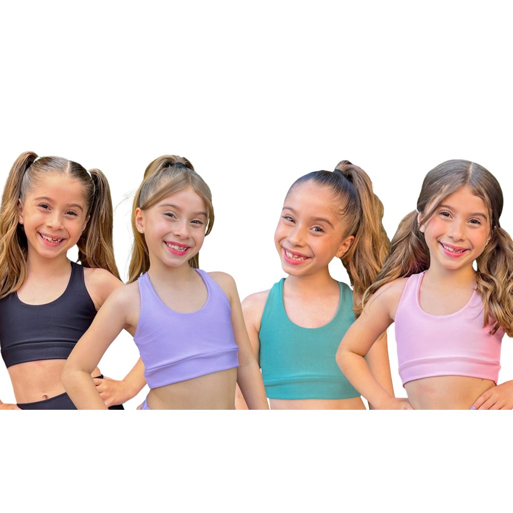 Top Infantil Cores Alegres Roupa de Treino Kids Fitness Meninas