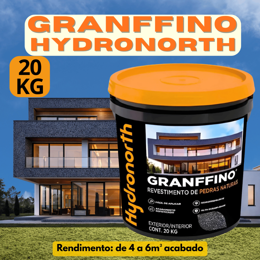 Granffino Revestimento Decorativo Pedra Natural Hydronorth 20kg | Textura | Parede: Interna Externa