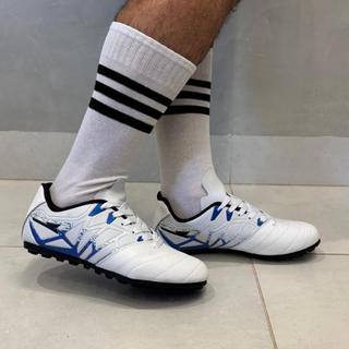 Chuteira Society Masculino Rayon Frente em Couro Legítimo Mista Couro Sintética Reforçada 37 ao 43
