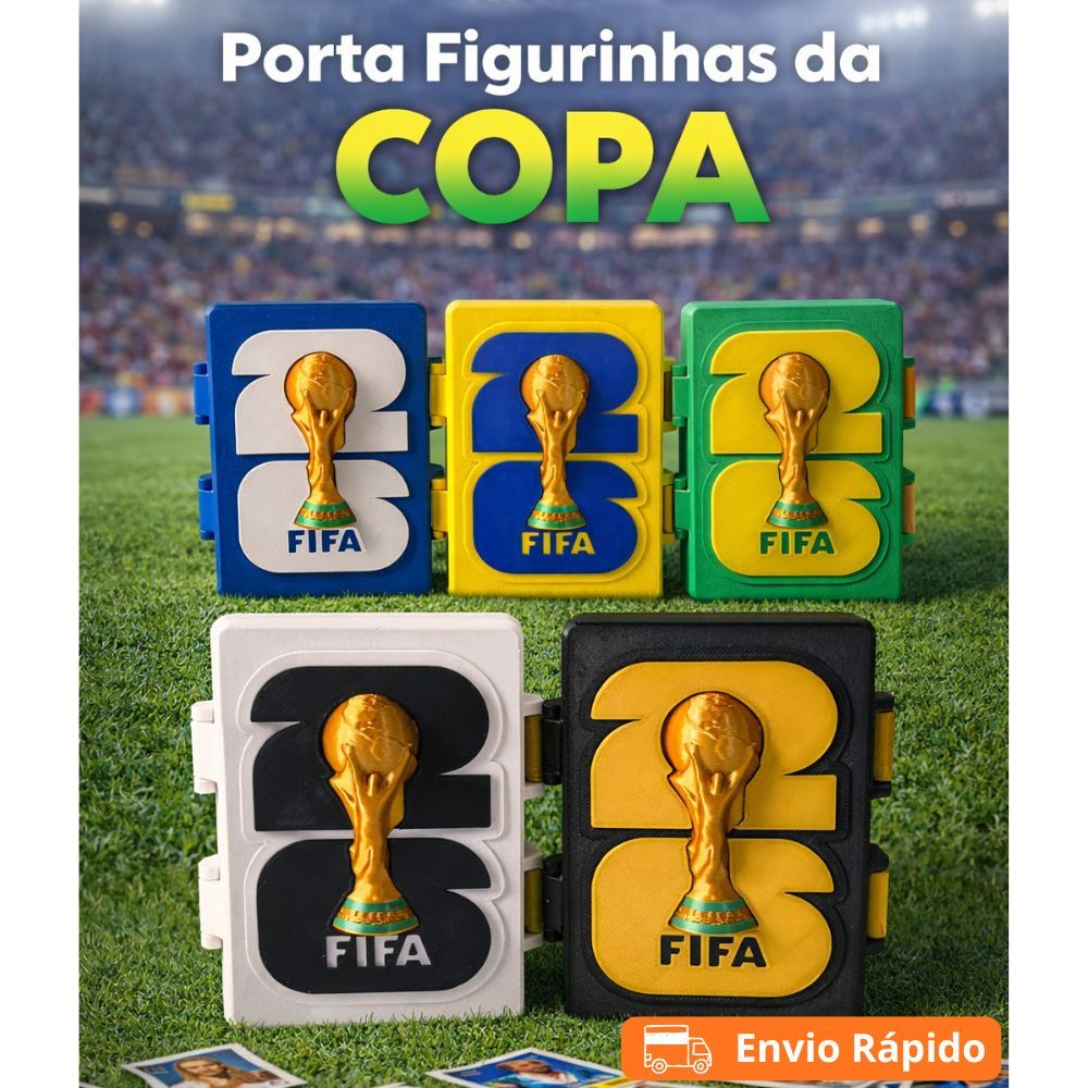 Porta Figurinhas Copa 2026 ⚽ Caixa Organizadora de Figurinhas Futebol | Estojo Compacto Resistente com Tampa | Guardar C
