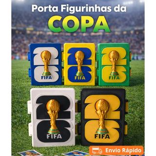 Porta Figurinhas Copa 2026 ⚽ Caixa Organizadora de Figurinhas Futebol | Estojo Compacto Resistente com Tampa | Guardar C